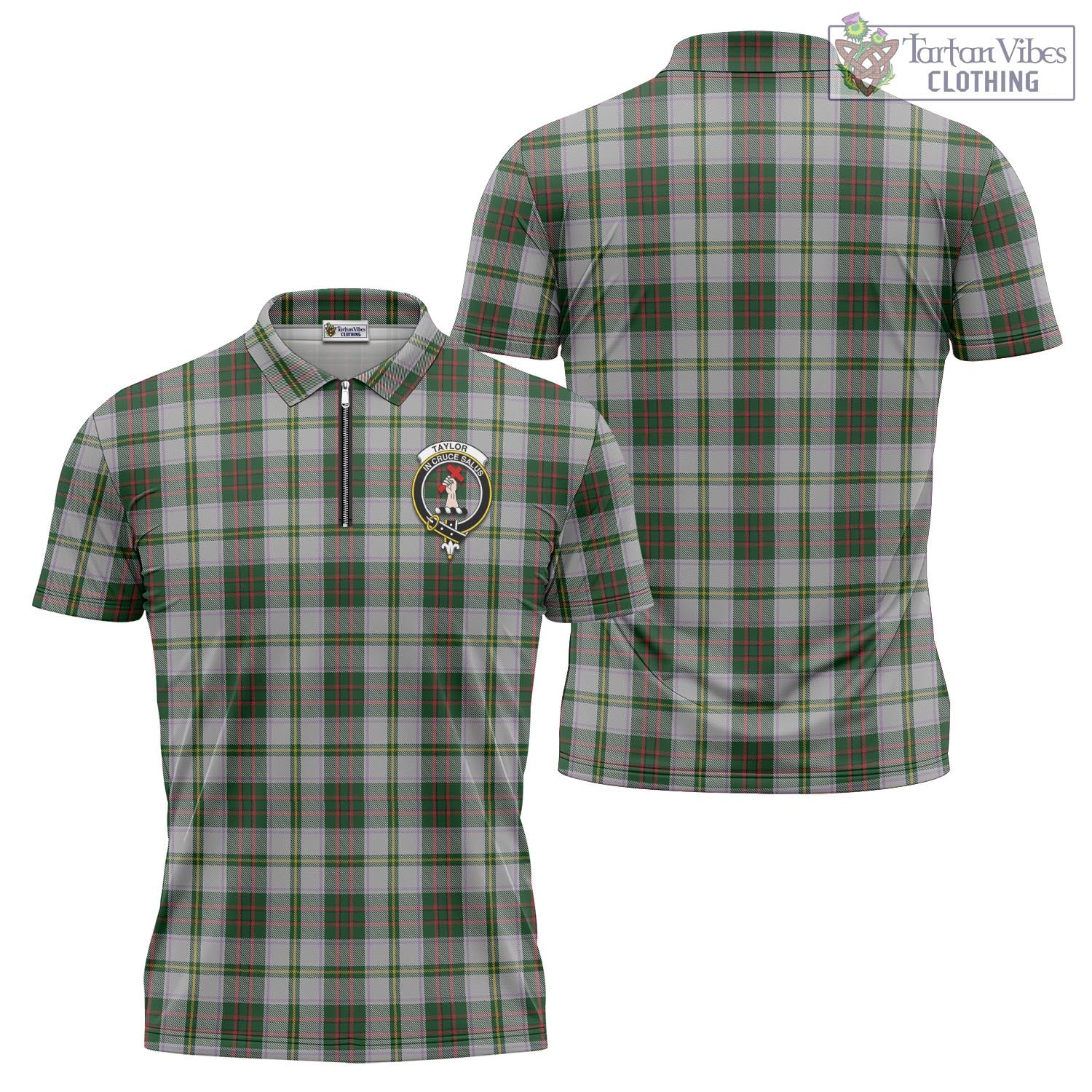 Tartan Vibes Clothing Taylor Dress Tartan Zipper Polo Shirt with Family Crest