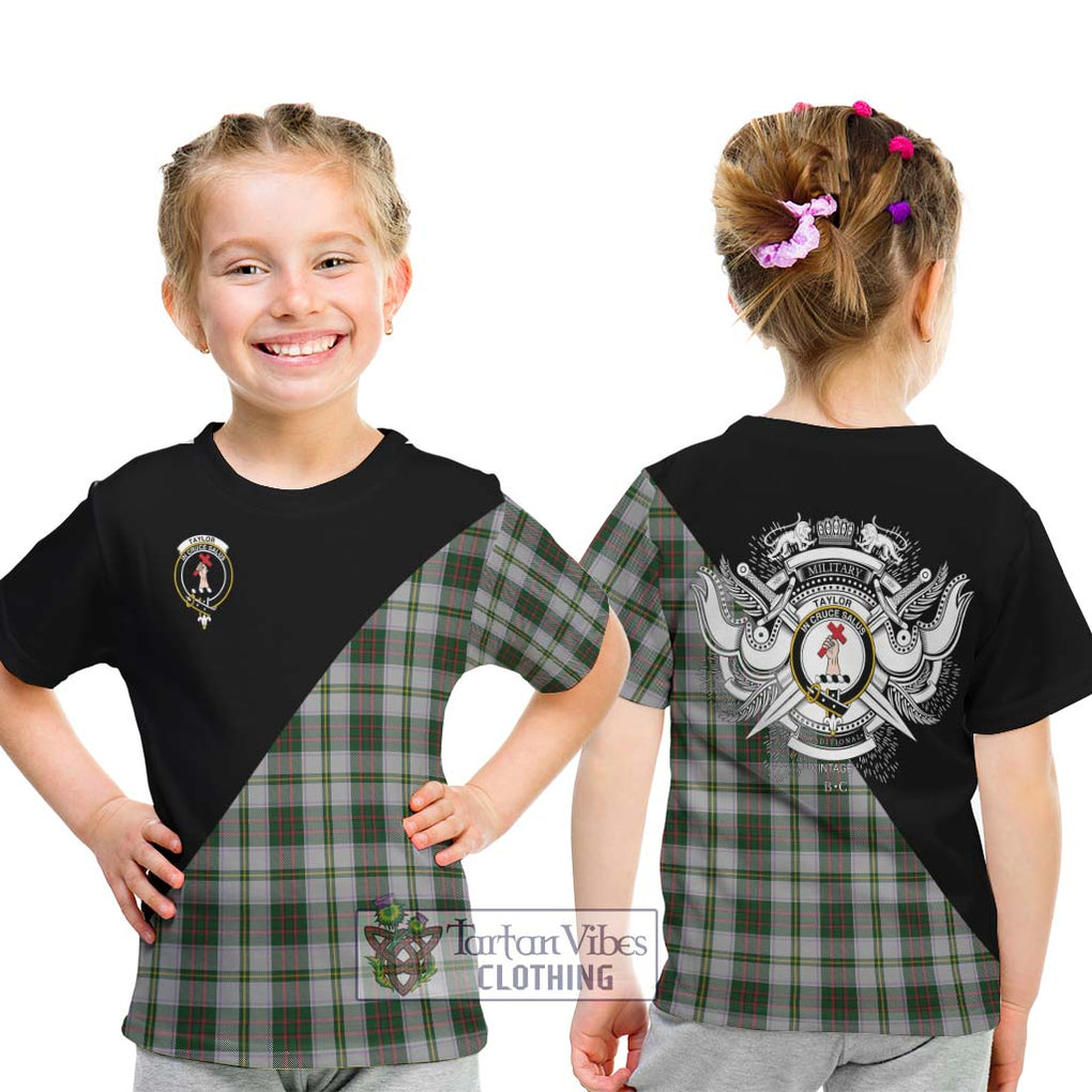 Taylor Dress Tartan Kid T-Shirt with Family Crest and Military Logo Style - Tartanvibesclothing Shop