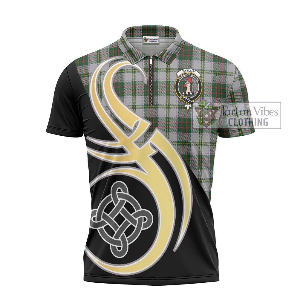 Tartan Vibes Clothing Taylor Dress Tartan Zipper Polo Shirt with Family Crest and Celtic Symbol Style