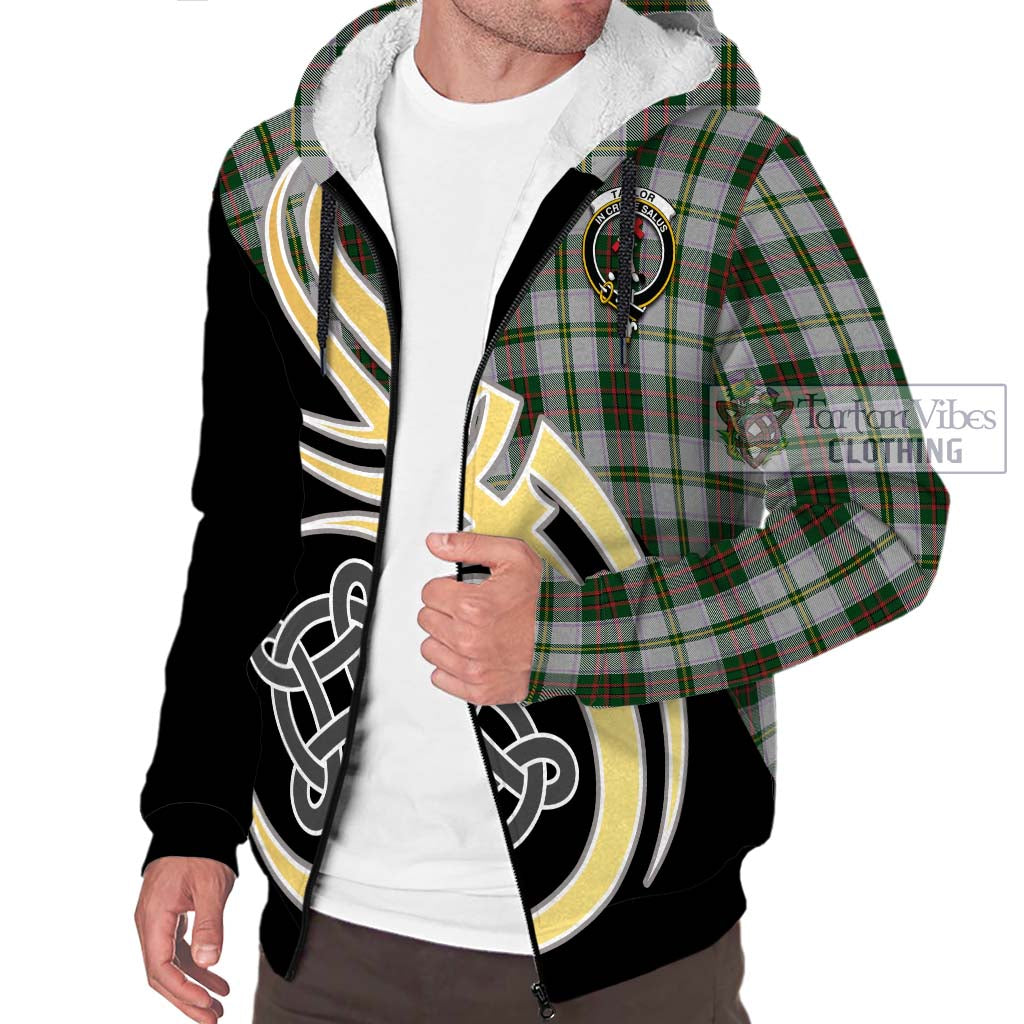 Taylor Dress Tartan Sherpa Hoodie with Family Crest and Celtic Symbol Style - Tartan Vibes Clothing