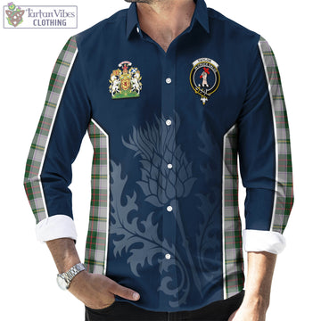 Taylor Dress Tartan Long Sleeve Button Up Shirt with Family Crest and Scottish Thistle Vibes Sport Style