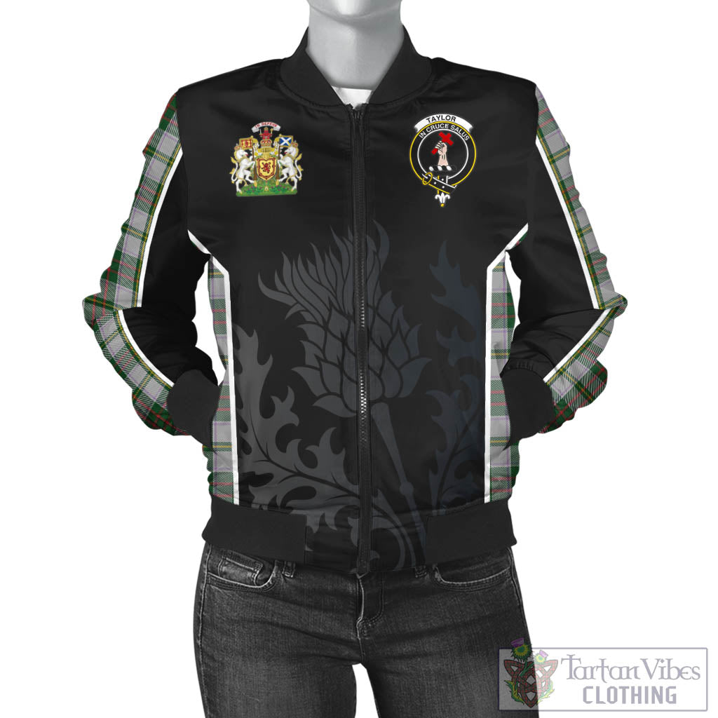 Tartan Vibes Clothing Taylor Dress Tartan Bomber Jacket with Family Crest and Scottish Thistle Vibes Sport Style