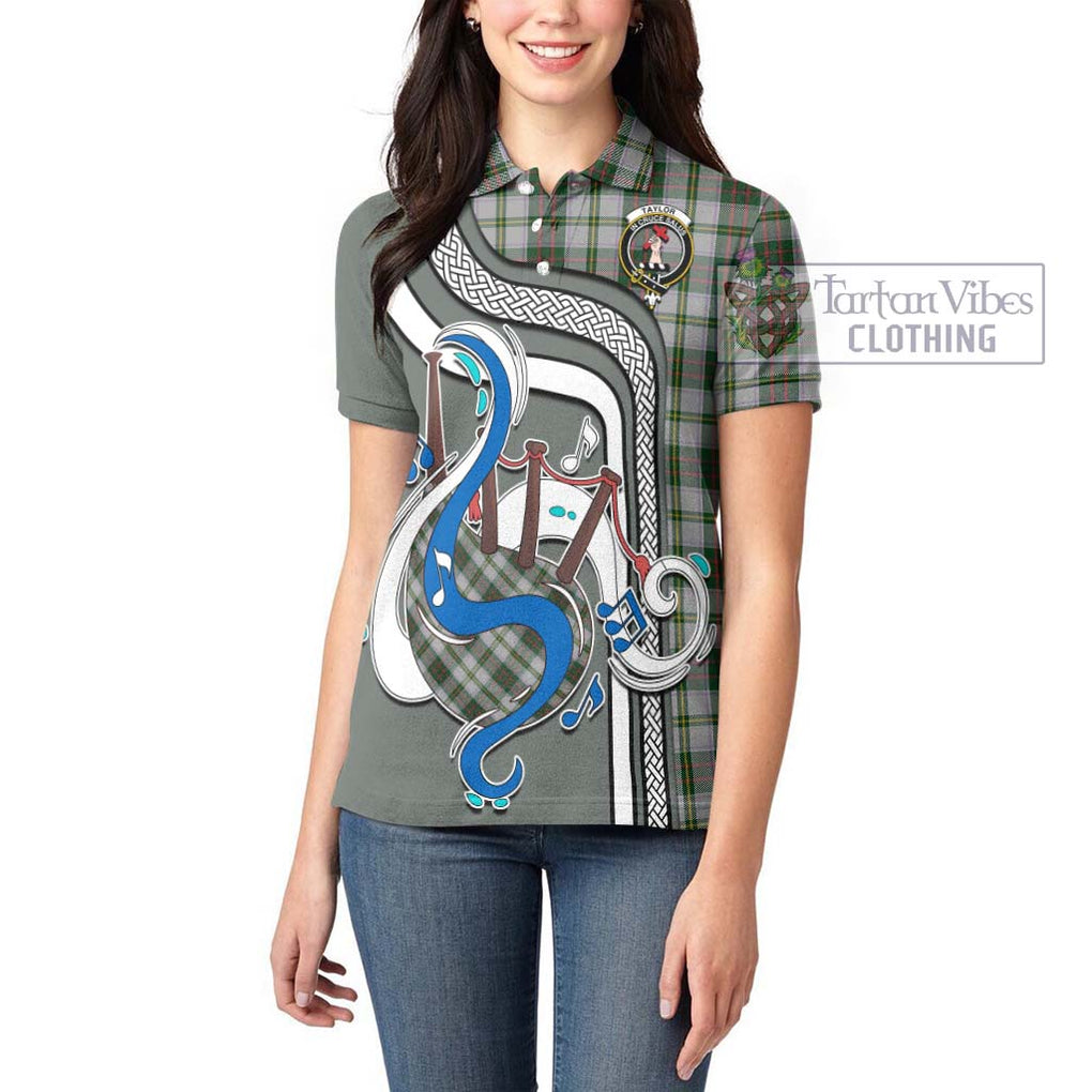 Taylor Dress Tartan Women's Polo Shirt with Epic Bagpipe Style - Tartanvibesclothing Shop