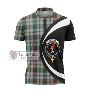 Taylor Dress Tartan Zipper Polo Shirt with Family Crest Circle Style