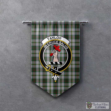 Taylor Dress Tartan Gonfalon, Tartan Banner with Family Crest