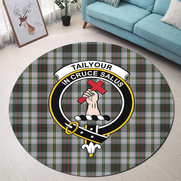 Taylor Dress Tartan Round Rug with Family Crest