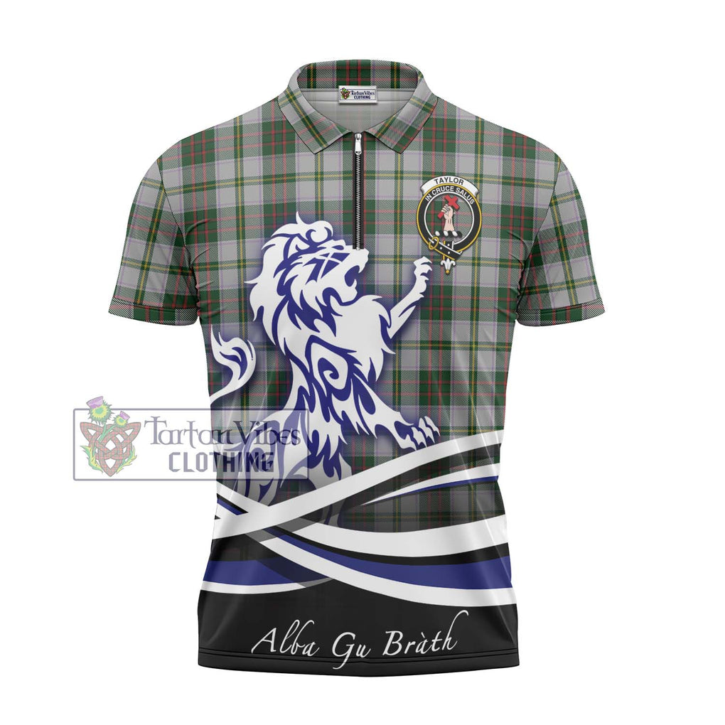 Taylor Dress Tartan Zipper Polo Shirt with Alba Gu Brath Regal Lion Emblem - Tartanvibesclothing Shop