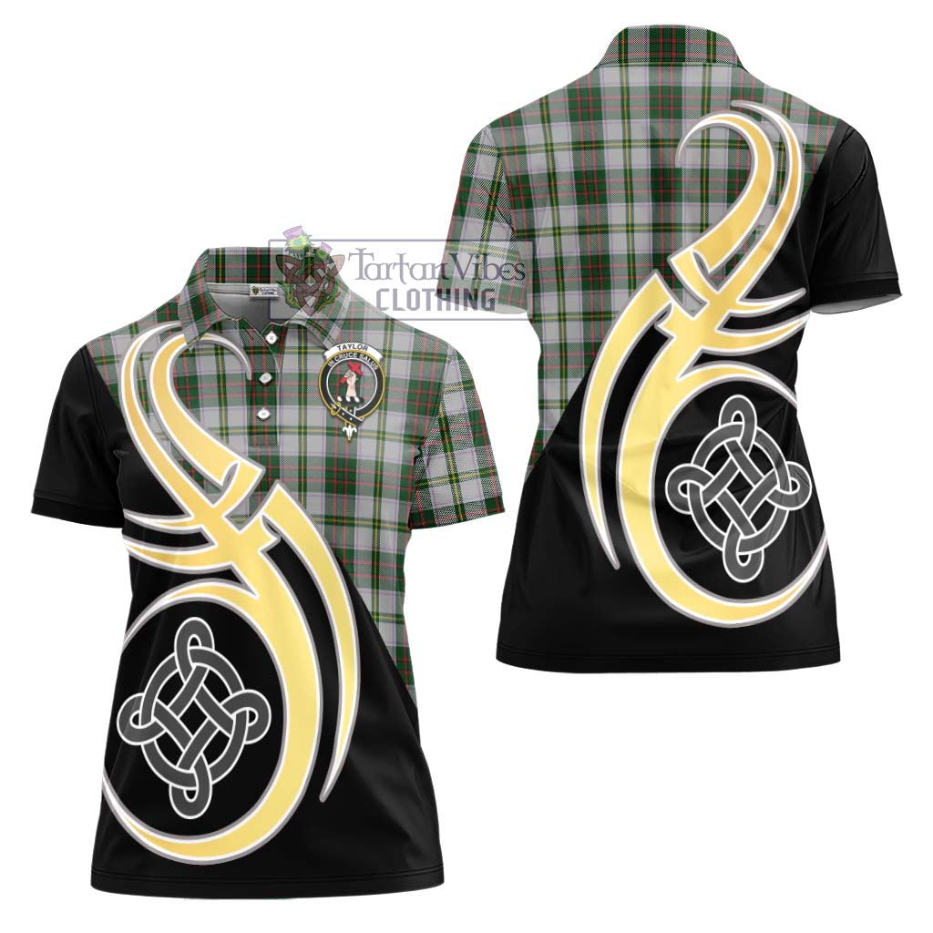 Taylor Dress Tartan Women's Polo Shirt with Family Crest and Celtic Symbol Style - Tartan Vibes Clothing