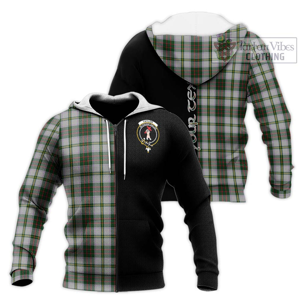 Taylor Dress Tartan Knitted Hoodie with Family Crest and Half Of Me Style Unisex Knitted Zip Hoodie - Tartanvibesclothing Shop