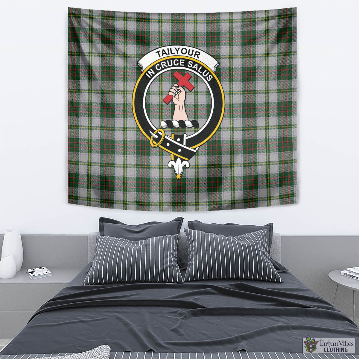 Tartan Vibes Clothing Taylor Dress Tartan Tapestry Wall Hanging and Home Decor for Room with Family Crest