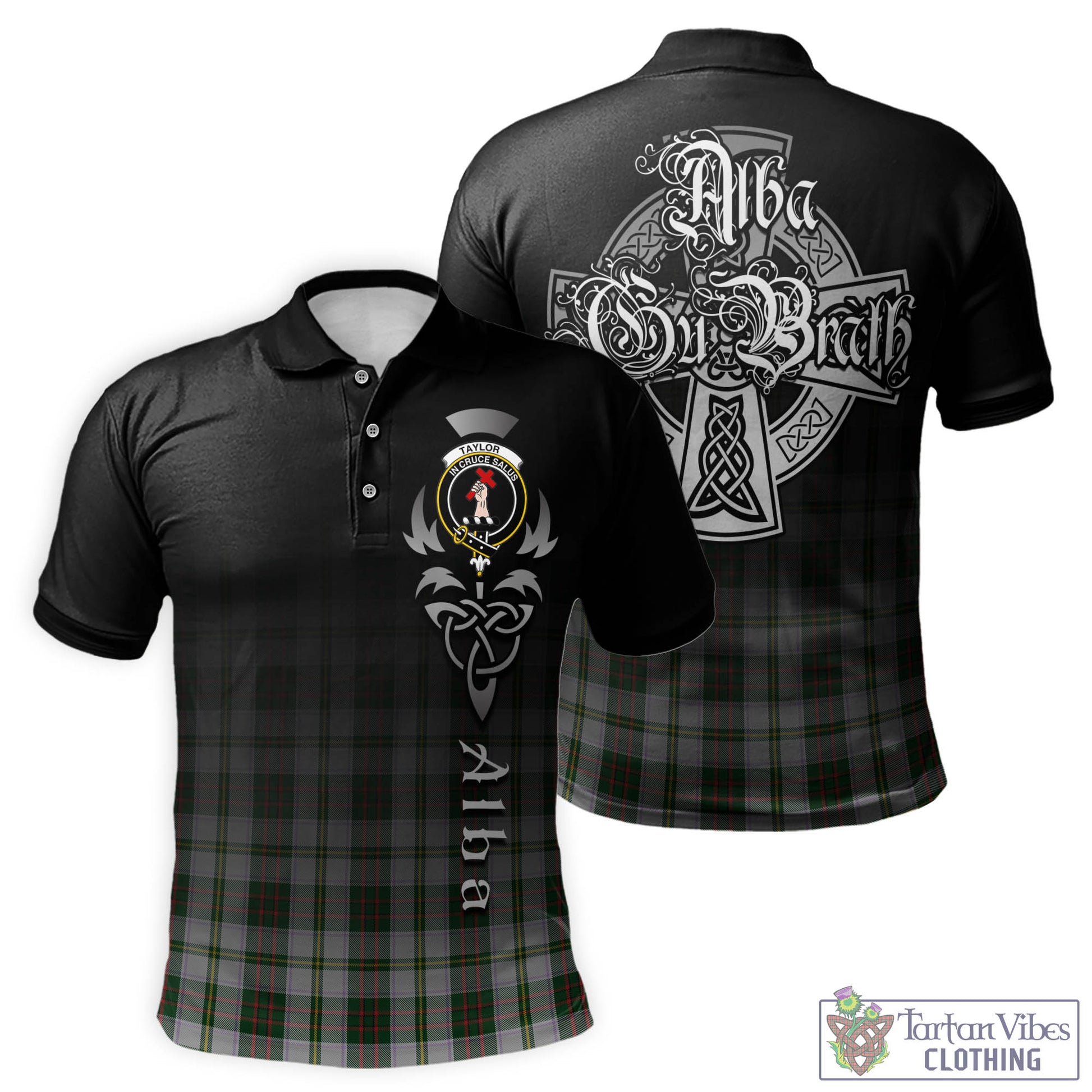 Tartan Vibes Clothing Taylor Dress Tartan Polo Shirt Featuring Alba Gu Brath Family Crest Celtic Inspired