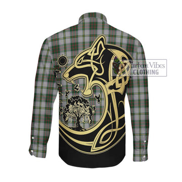 Taylor Dress Tartan Long Sleeve Button Shirt with Family Crest Celtic Wolf Style