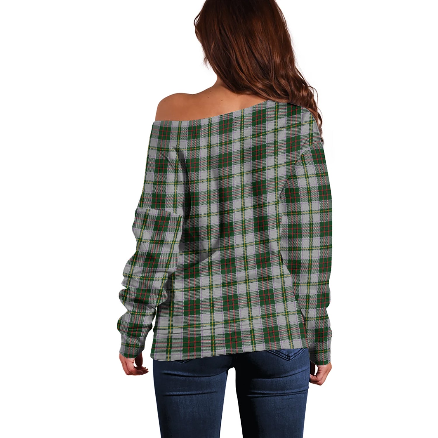 Taylor Dress Tartan Off Shoulder Women Sweater with Family Crest - Tartanvibesclothing Shop