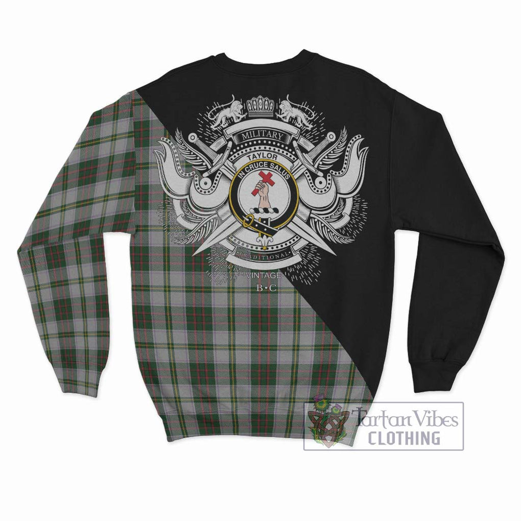 Taylor Dress Tartan Sweatshirt with Family Crest and Military Logo Style - Tartanvibesclothing Shop