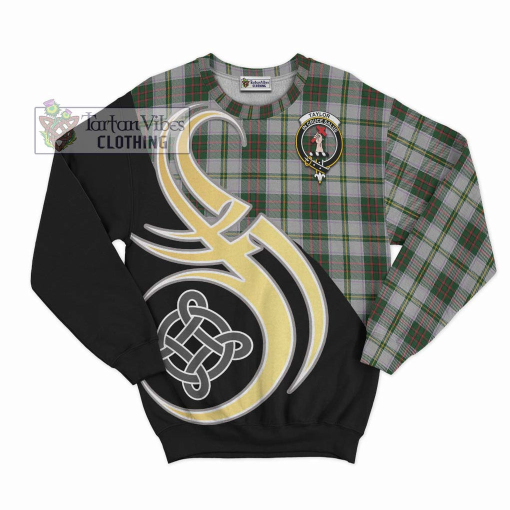 Taylor Dress Tartan Sweatshirt with Family Crest and Celtic Symbol Style - Tartan Vibes Clothing