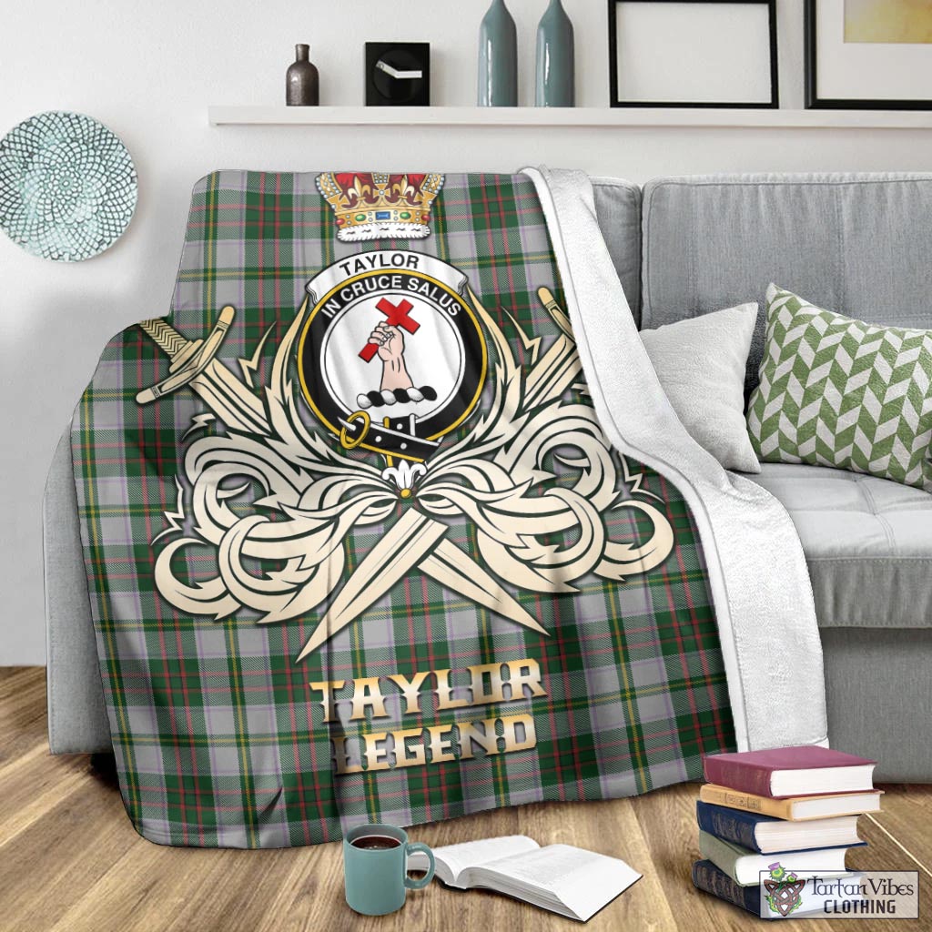 Tartan Vibes Clothing Taylor Dress Tartan Blanket with Clan Crest and the Golden Sword of Courageous Legacy