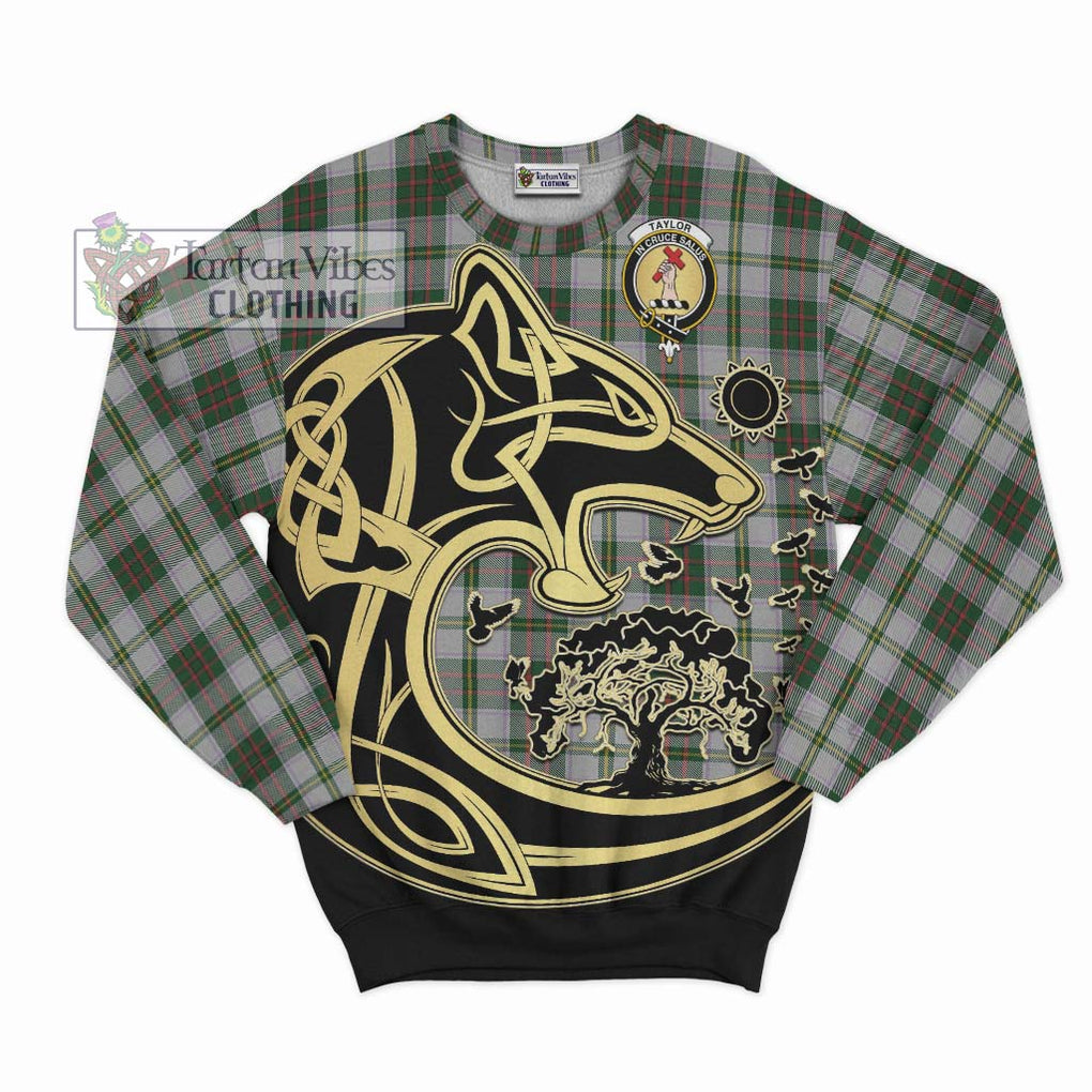 Taylor Dress Tartan Sweatshirt with Family Crest Celtic Wolf Style - Tartan Vibes Clothing