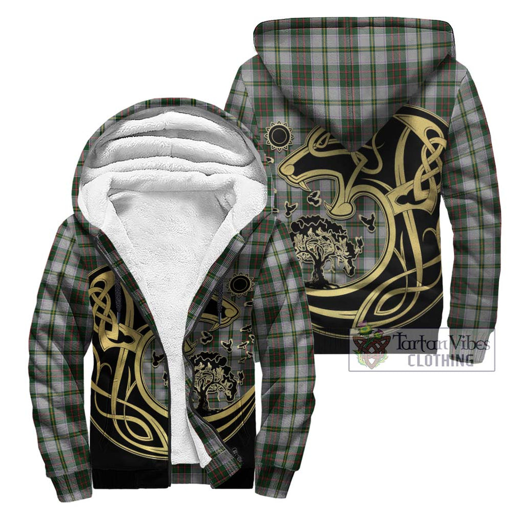 Taylor Dress Tartan Sherpa Hoodie with Family Crest Celtic Wolf Style Unisex - Tartan Vibes Clothing