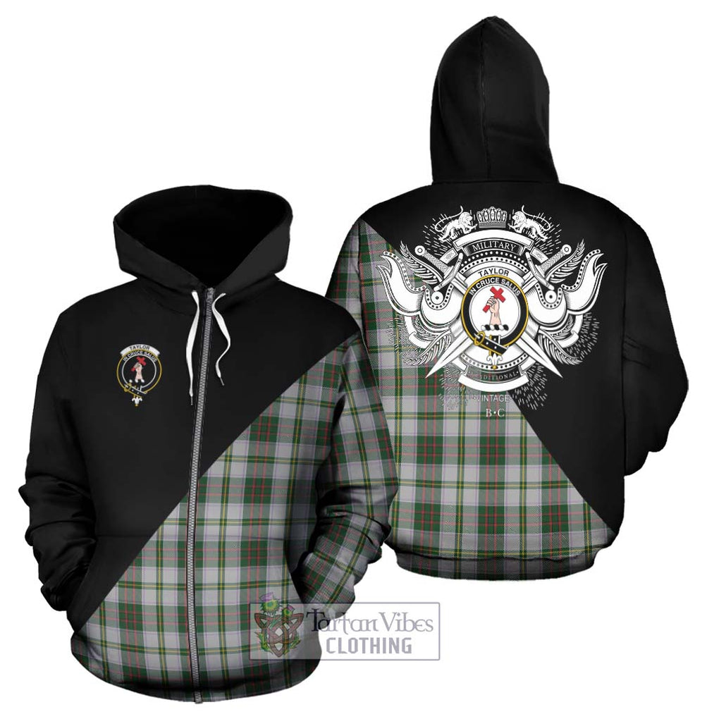 Taylor Dress Tartan Hoodie with Family Crest and Military Logo Style - Tartanvibesclothing Shop