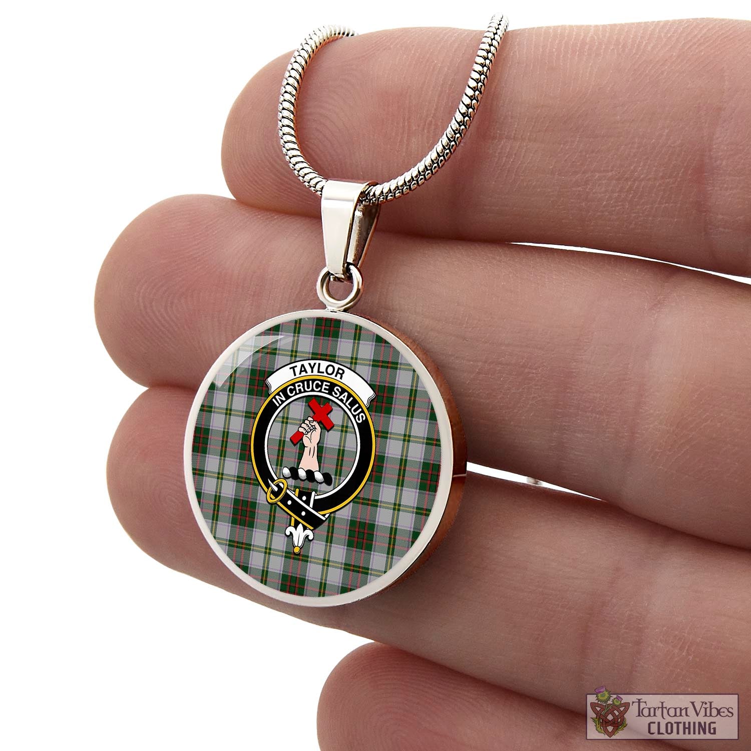 Tartan Vibes Clothing Taylor Dress Tartan Circle Necklace with Family Crest