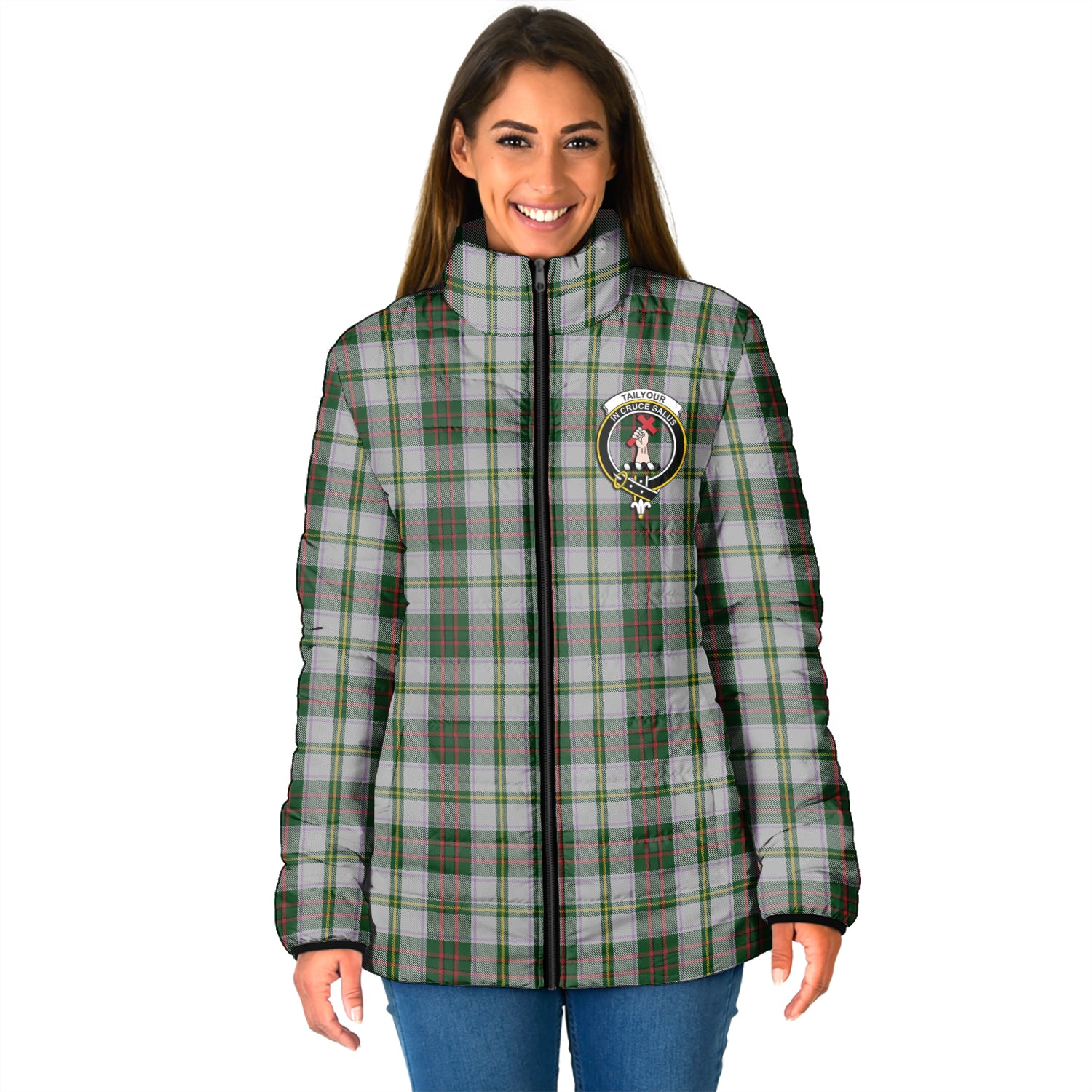 Taylor Dress Tartan Padded Jacket with Family Crest - Tartan Vibes Clothing