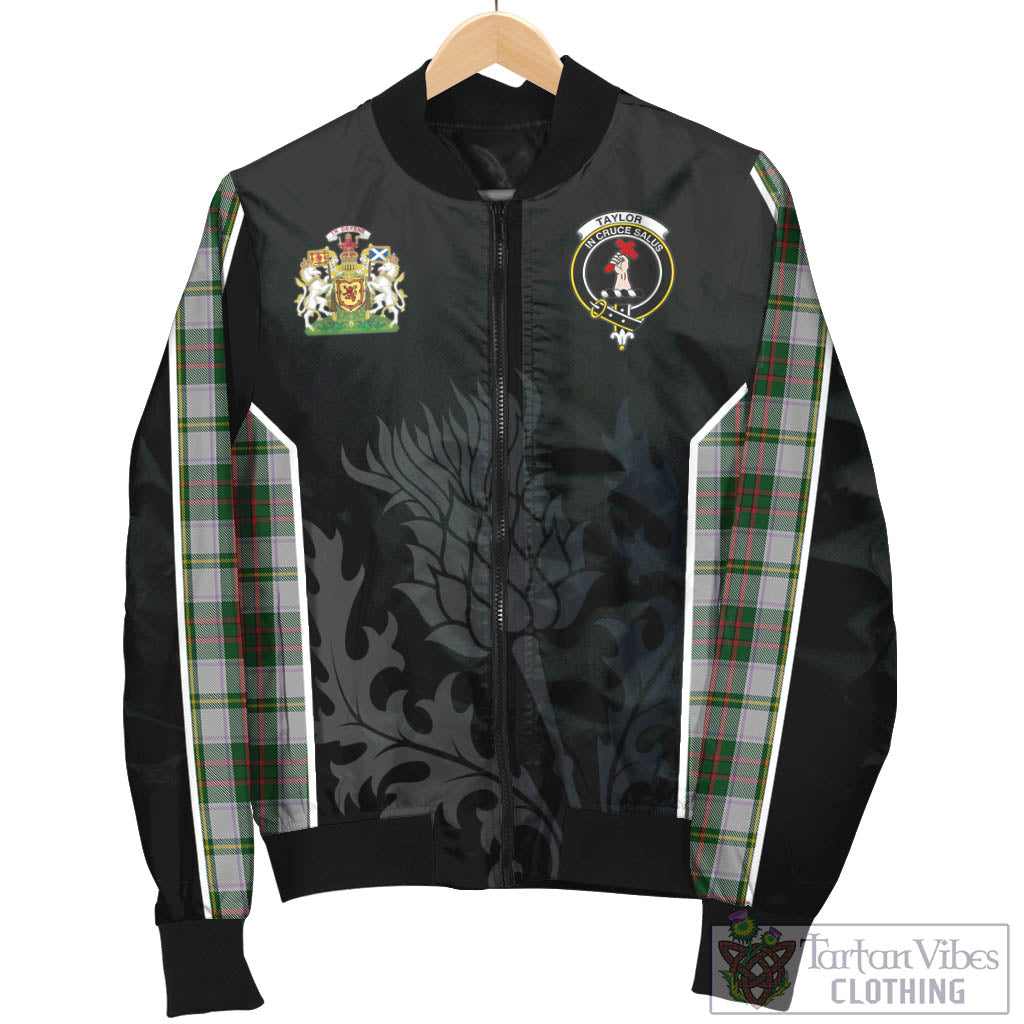 Tartan Vibes Clothing Taylor Dress Tartan Bomber Jacket with Family Crest and Scottish Thistle Vibes Sport Style