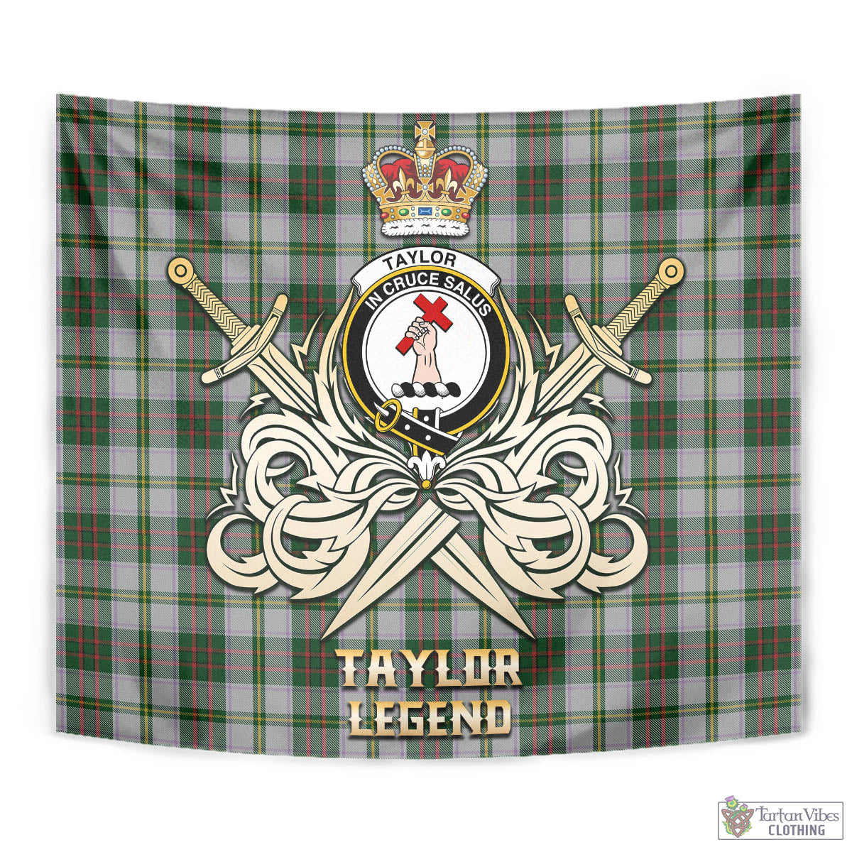 Tartan Vibes Clothing Taylor Dress Tartan Tapestry with Clan Crest and the Golden Sword of Courageous Legacy