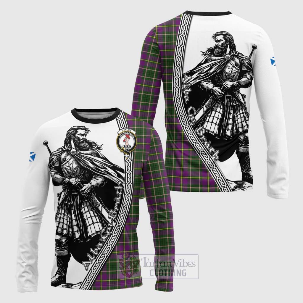 Tartan Vibes Clothing Taylor (Tailylour) Tartan Clan Crest Long Sleeve T-Shirt with Highlander Warrior Celtic Style