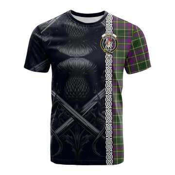 Taylor (Tailylour) Tartan Cotton T-shirt with Family Crest Cross Sword Thistle Celtic Vibes