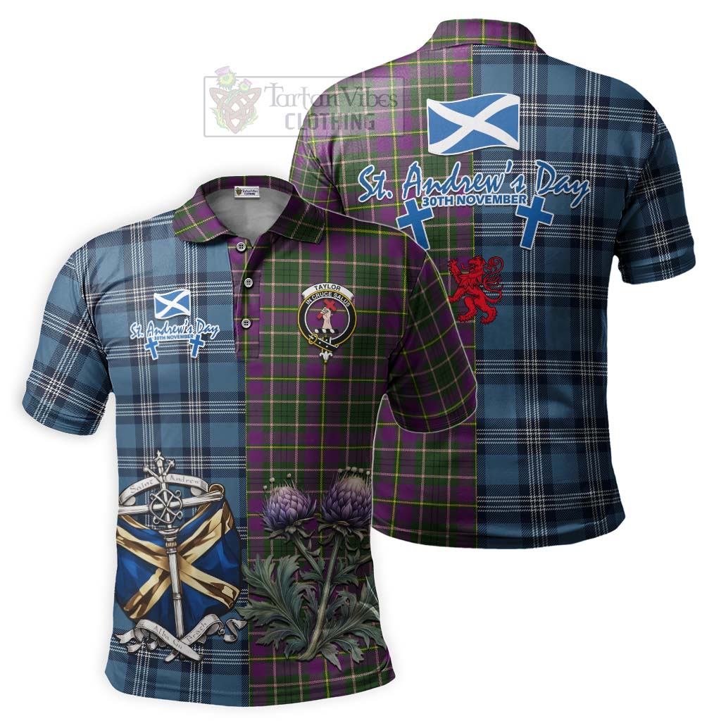 Tartan Vibes Clothing Taylor (Tailylour) Tartan Polo Shirt Happy St. Andrew's Day Half Tartan Style