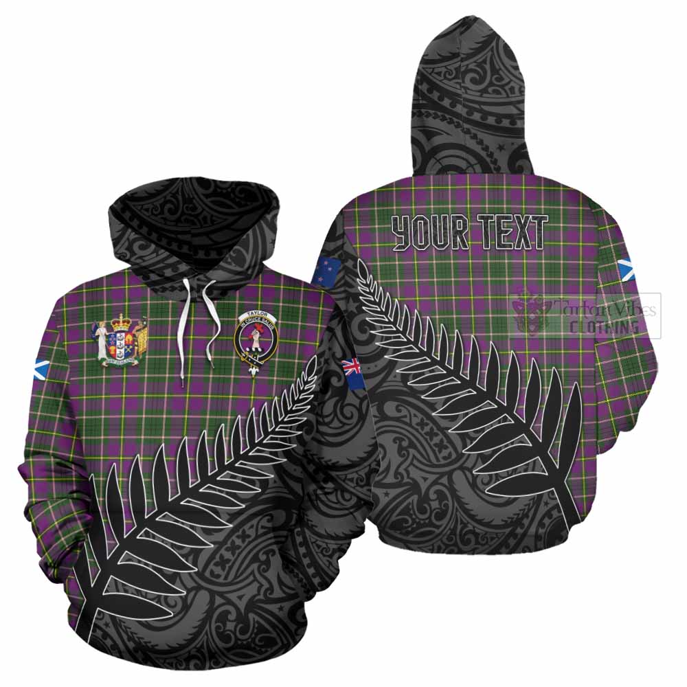 Tartan Vibes Clothing Taylor (Tailylour) Crest Tartan Hoodie with New Zealand Silver Fern Half Style