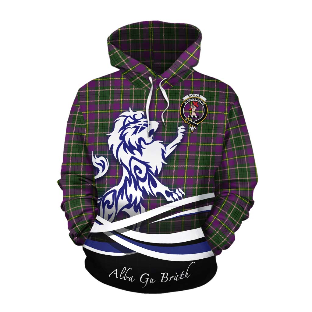 Tartan Vibes Clothing Taylor (Tailylour) Tartan Cotton Hoodie with Alba Gu Brath Regal Lion Emblem