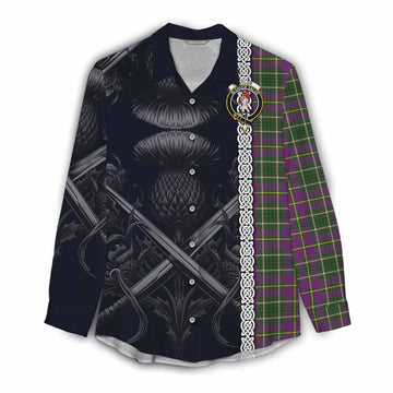 Taylor (Tailylour) Tartan Women's Casual Shirt with Family Crest Cross Sword Thistle Celtic Vibes