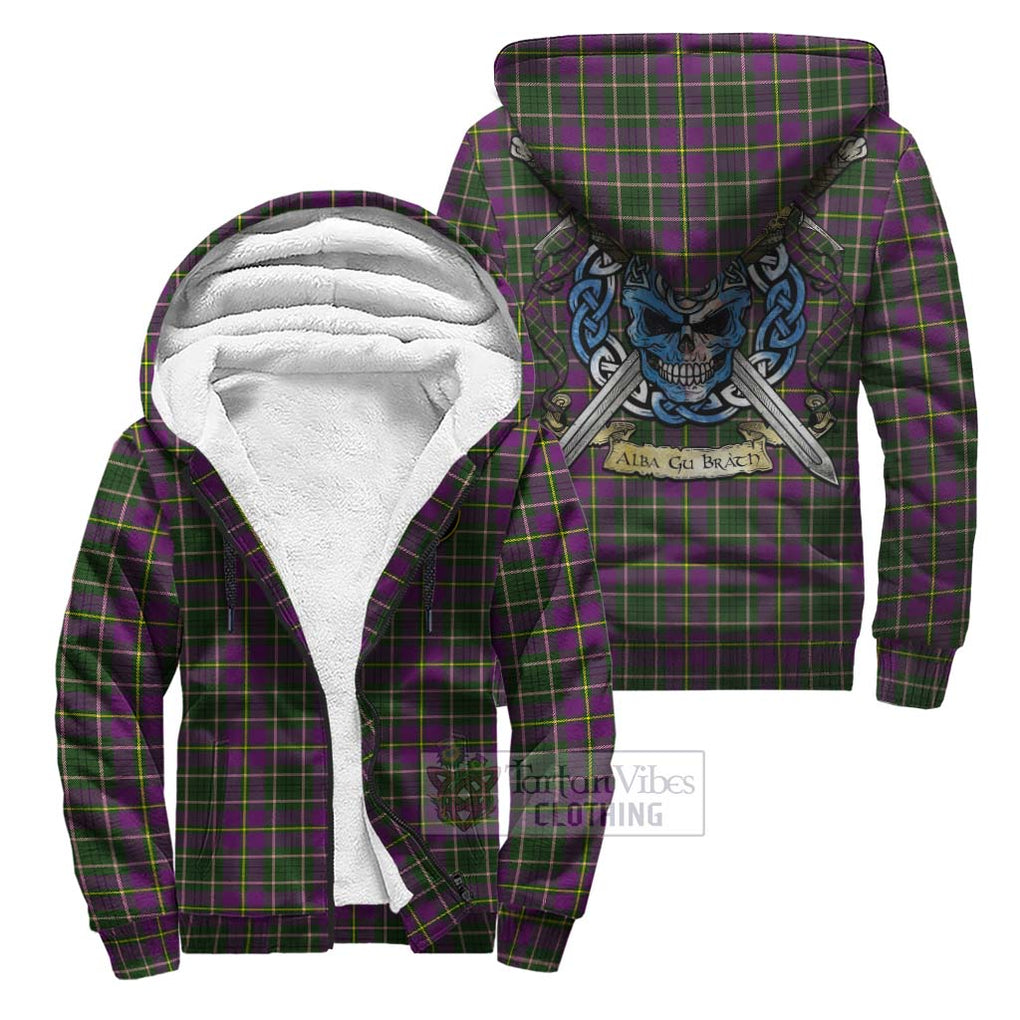 Tartan Vibes Clothing Taylor (Tailylour) Tartan Sherpa Hoodie with Family Crest Celtic Skull Style