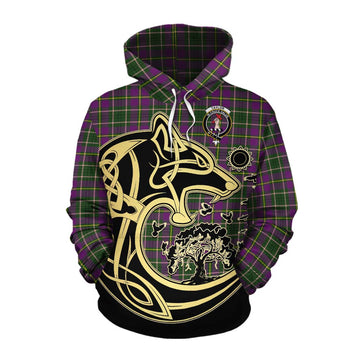 Taylor (Tailylour) Tartan Cotton Hoodie with Family Crest Celtic Wolf Style