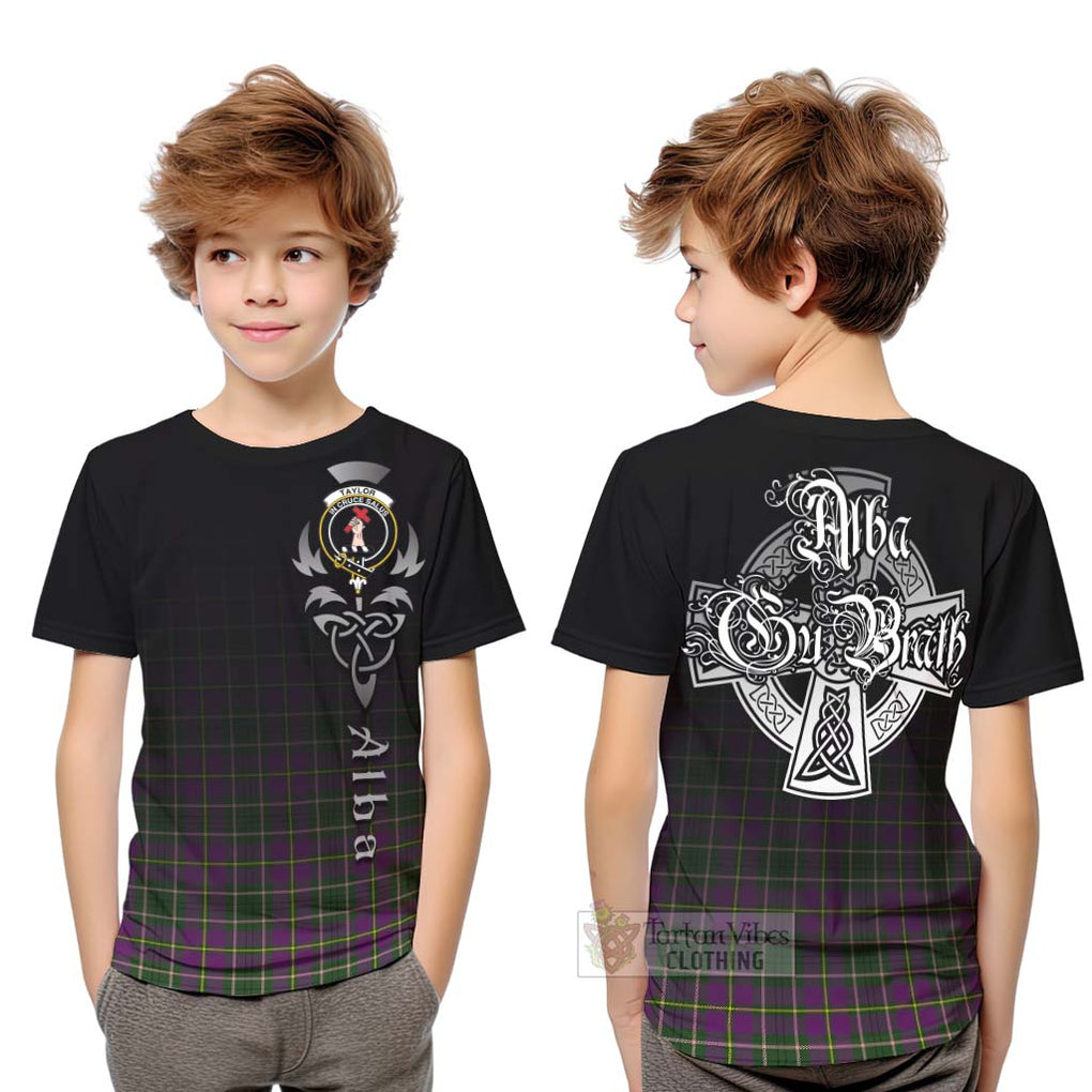 Tartan Vibes Clothing Taylor (Tailylour) Tartan Kid T-Shirt Featuring Alba Gu Brath Family Crest Celtic Inspired