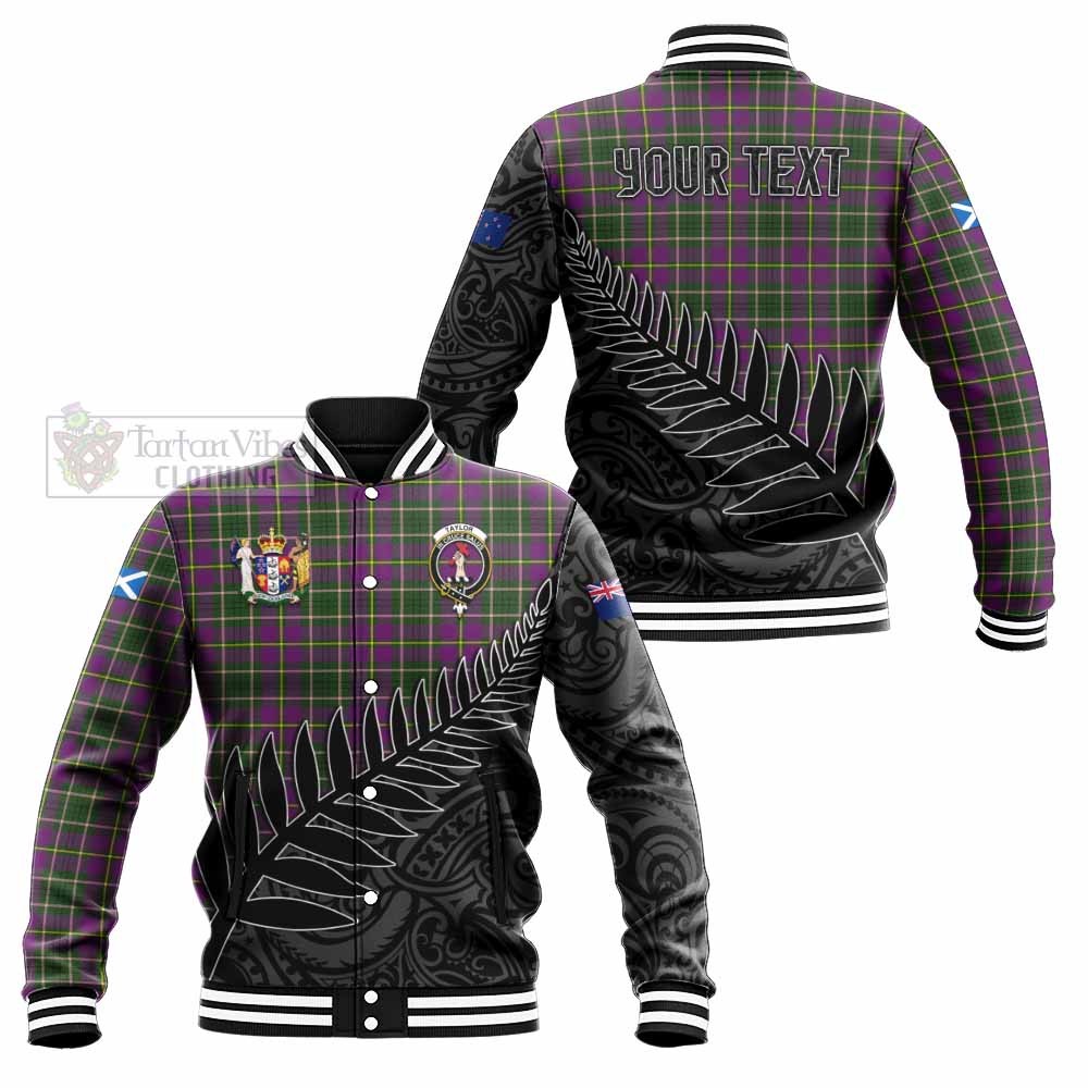 Tartan Vibes Clothing Taylor (Tailylour) Crest Tartan Baseball Jacket with New Zealand Silver Fern Half Style