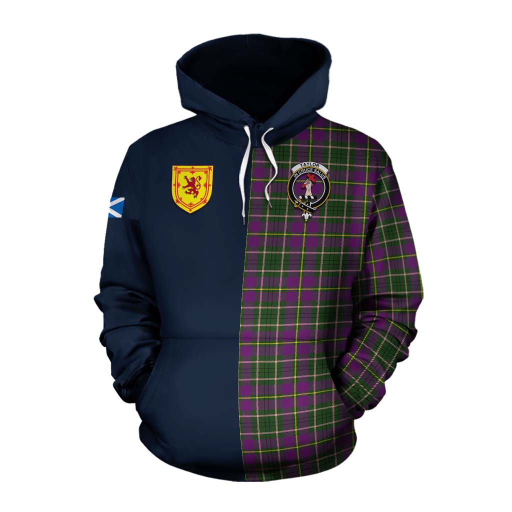 Tartan Vibes Clothing Taylor (Tailylour) Tartan Cotton Hoodie Alba with Scottish Lion Royal Arm Half Style