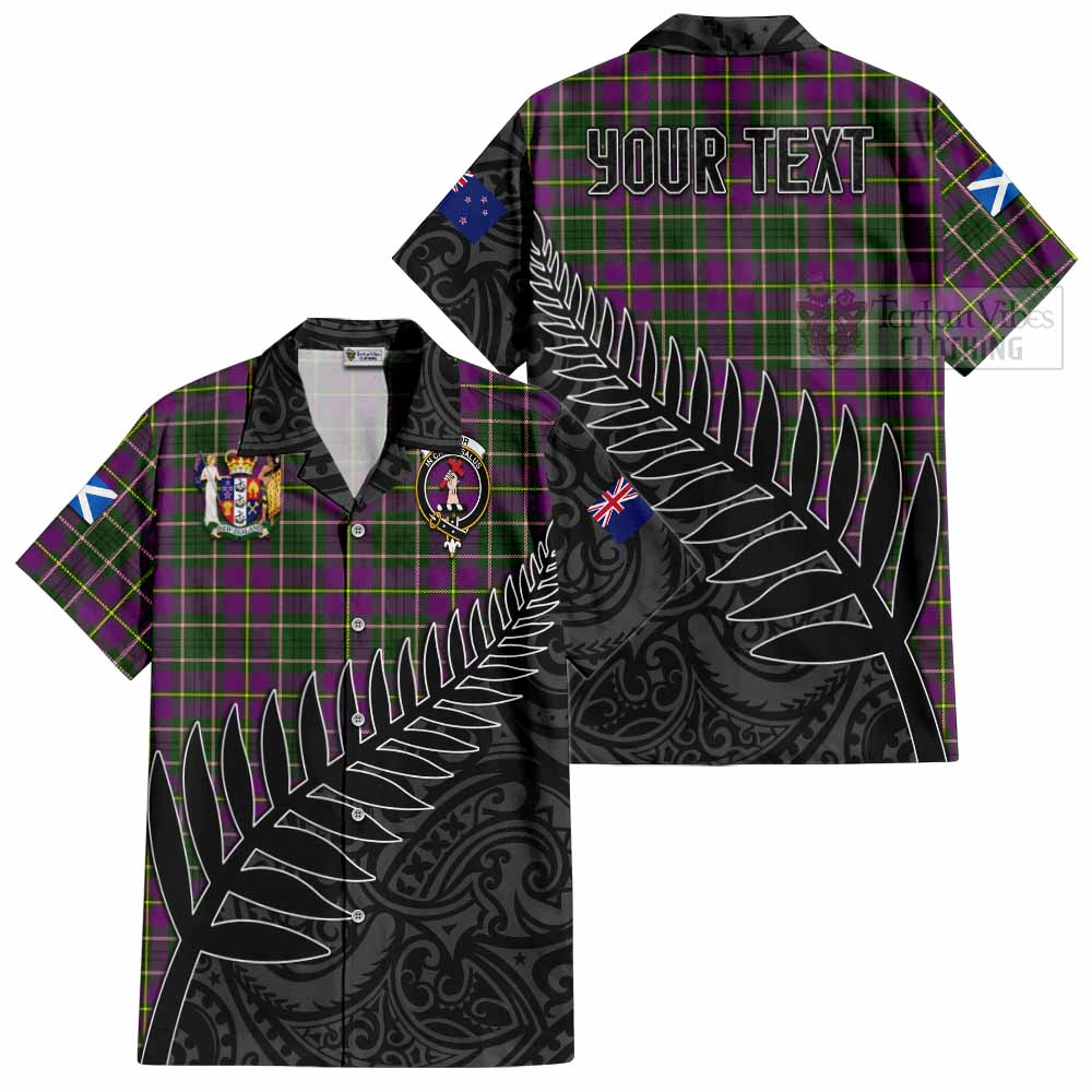 Tartan Vibes Clothing Taylor (Tailylour) Crest Tartan Short Sleeve Button Shirt with New Zealand Silver Fern Half Style