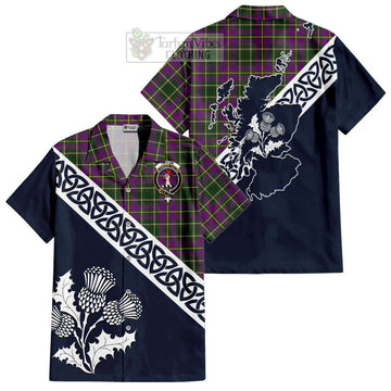 Taylor (Tailylour) Tartan Short Sleeve Button Shirt Featuring Thistle and Scotland Map