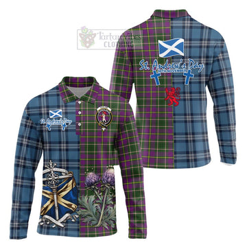 Taylor (Tailylour) Tartan Long Sleeve Polo Shirt Happy St. Andrew's Day Half Tartan Style