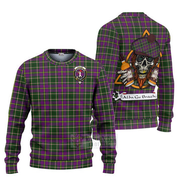 Taylor (Tailylour) Tartan Ugly Sweater with Family Crest and Bearded Skull Holding Bottles of Whiskey