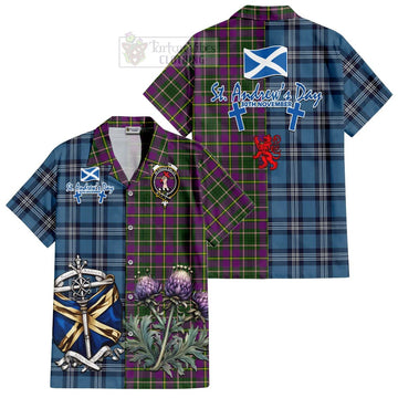 Taylor (Tailylour) Tartan Short Sleeve Button Shirt Happy St. Andrew's Day Half Tartan Style