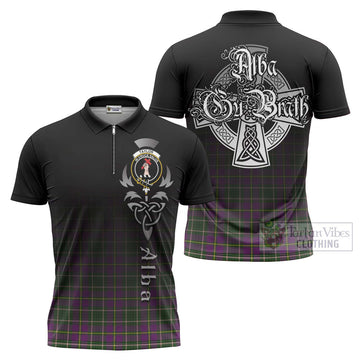 Taylor (Tailylour) Tartan Zipper Polo Shirt Featuring Alba Gu Brath Family Crest Celtic Inspired