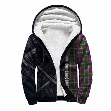 Taylor (Tailylour) Tartan Sherpa Hoodie with Family Crest Cross Sword Thistle Celtic Vibes