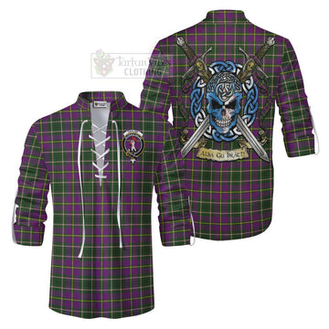 Taylor (Tailylour) Tartan Ghillie Kilt Shirt with Family Crest Celtic Skull Style