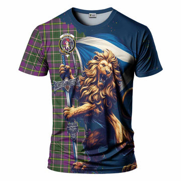 Taylor (Tailylour) Tartan Family Crest T-Shirt with Scottish Majestic Lion