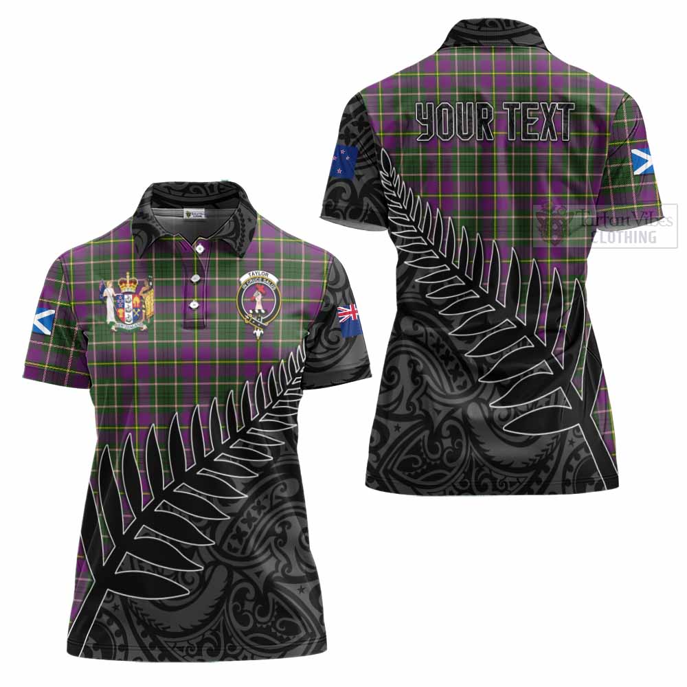 Tartan Vibes Clothing Taylor (Tailylour) Crest Tartan Women's Polo Shirt with New Zealand Silver Fern Half Style