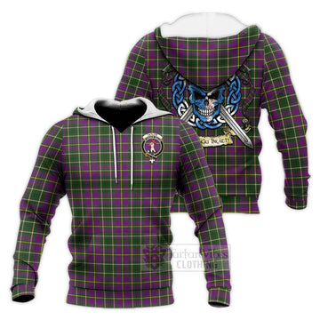 Taylor (Tailylour) Tartan Knitted Hoodie with Family Crest Celtic Skull Style