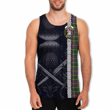 Taylor (Tailylour) Tartan Men's Tank Top with Family Crest Cross Sword Thistle Celtic Vibes